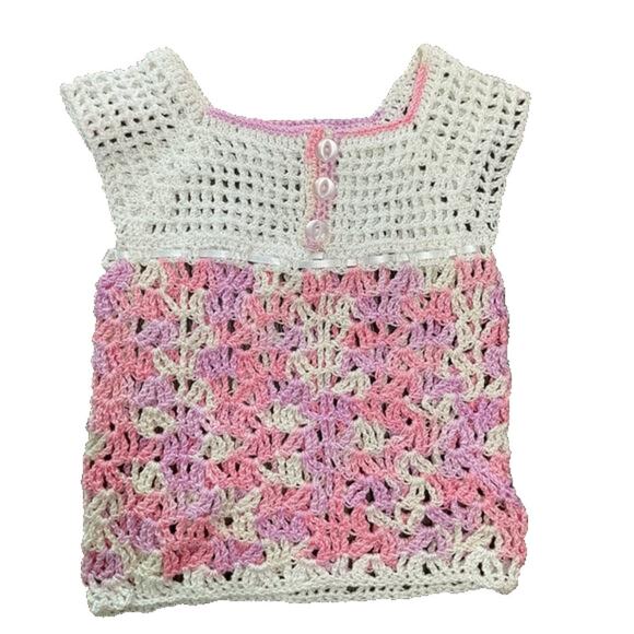 Girls Crochet Tank, Pants & Head Band 3 Piece Set 0-3 Month’s New - Picture 6 of 7